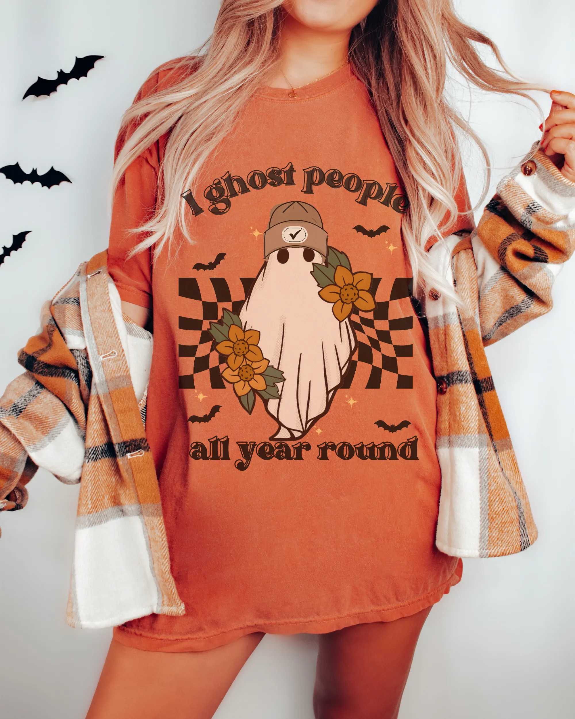 Halloween I Ghost People All Year Round Comfort Colors® T-Shirt, Graphic Tee, Halloween Retro Design print, Fall Tee