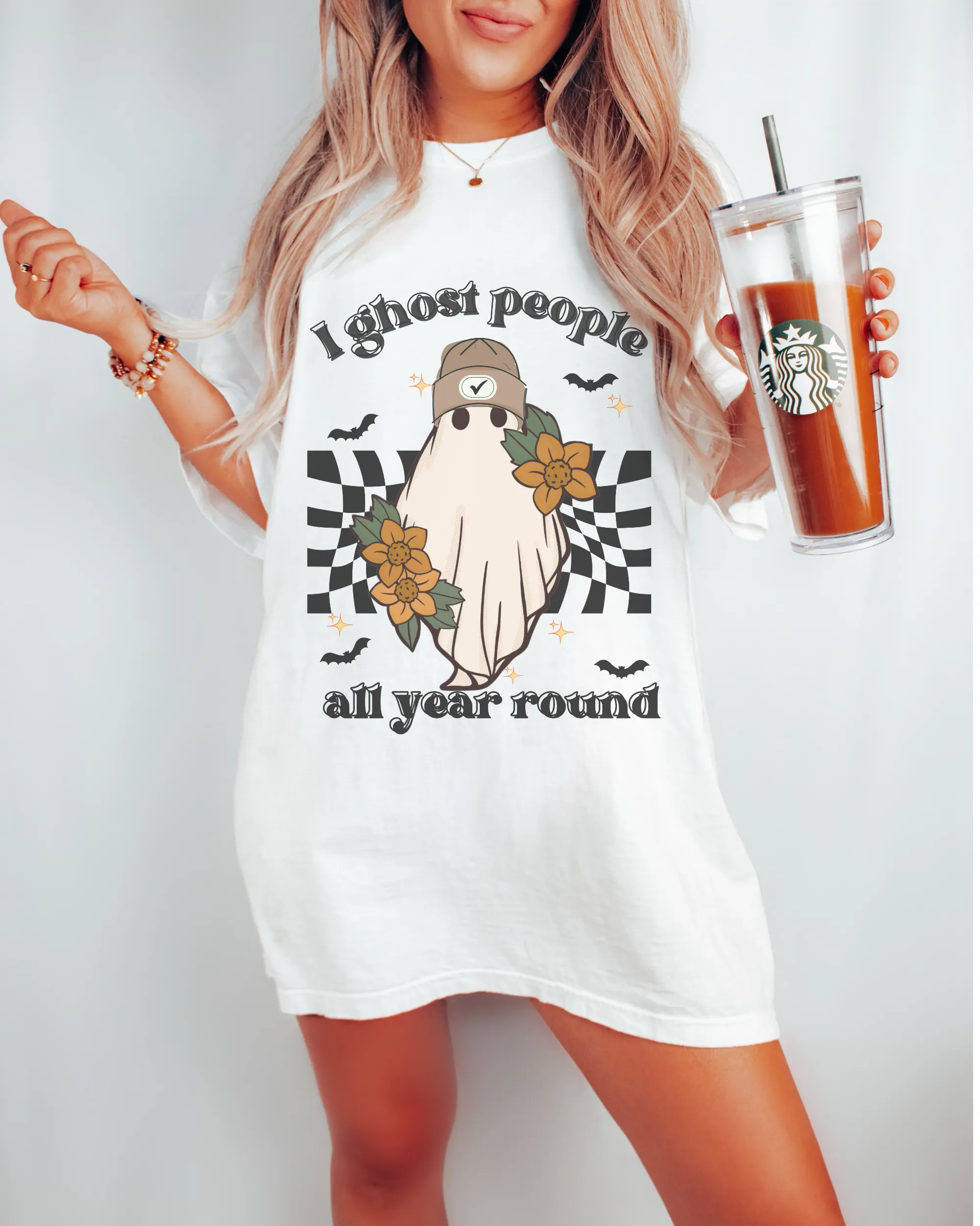 Halloween I Ghost People All Year Round Comfort Colors® T-Shirt, Graphic Tee, Halloween Retro Design print, Fall Tee