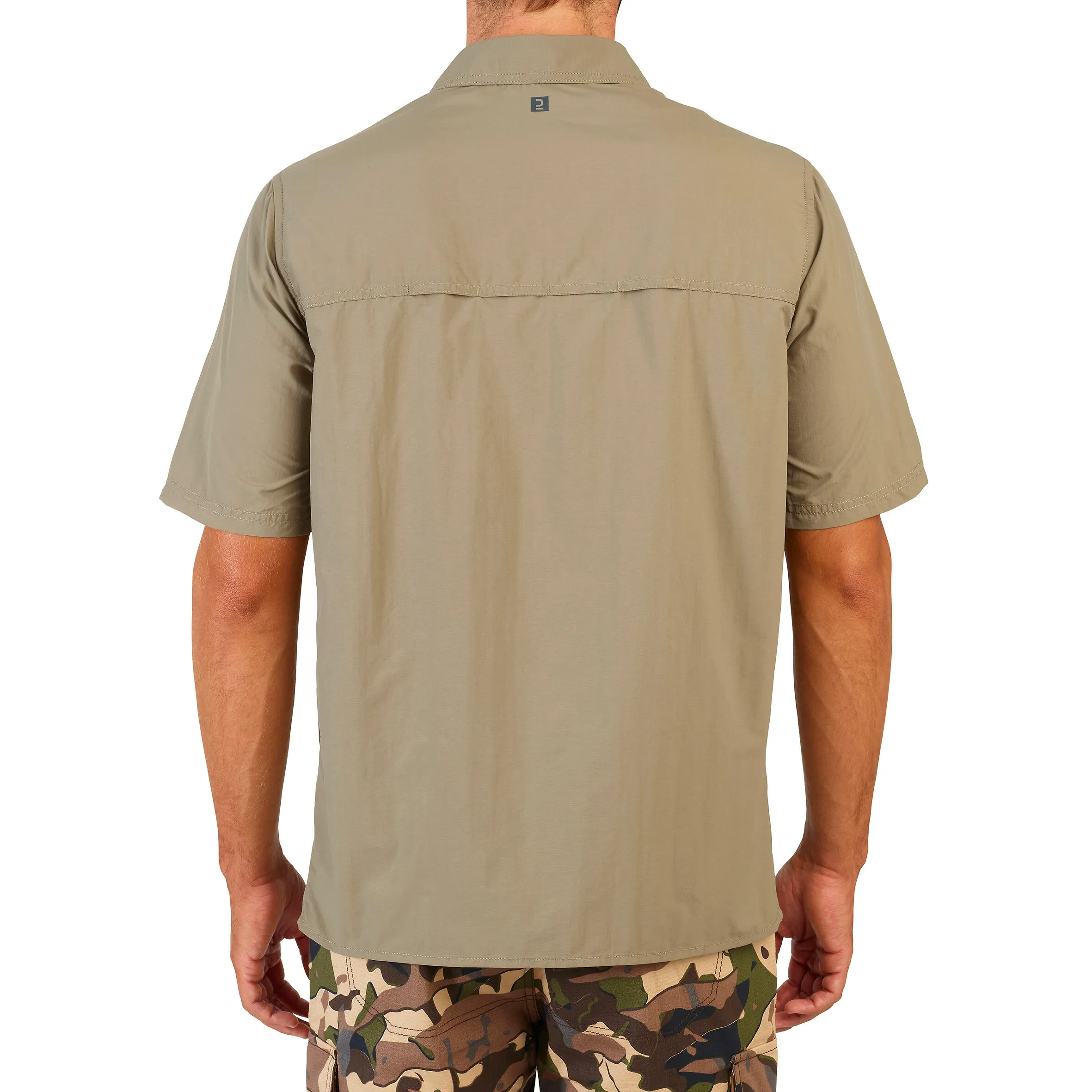 Hunting shirt SG100 with short sleeves breathable green SOLOGNAC, khaki