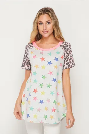 Leopard & Stars Raglan Top