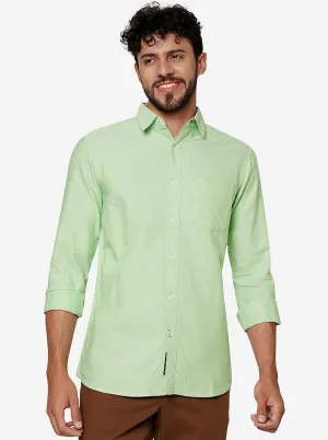 Light Green Solid Slim Fit Casual Shirt | JadeBlue