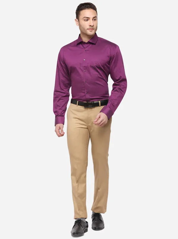 Light Purple Solid Regular Fit Formal Shirt | JadeBlue