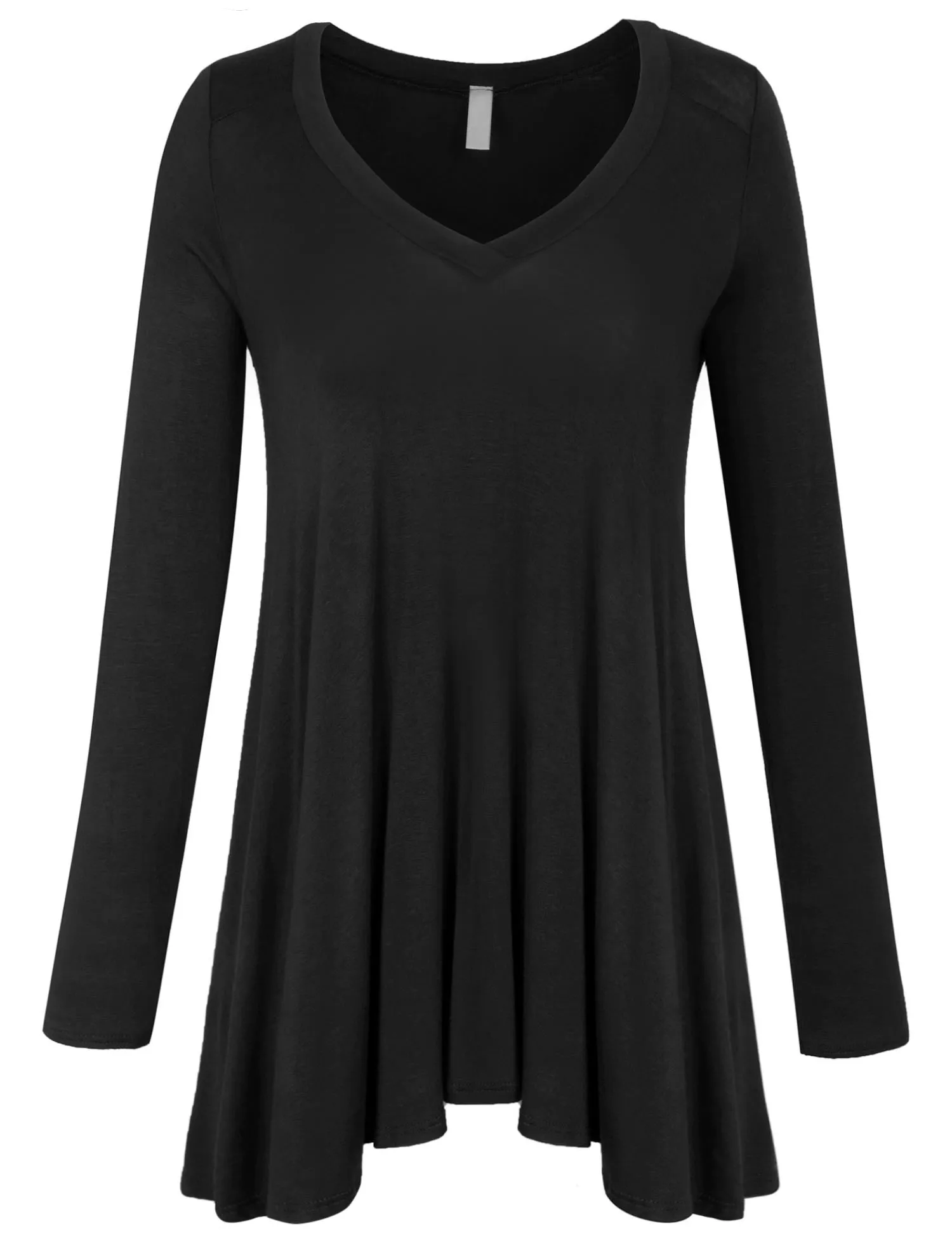 Long Sleeve V Neck Flattering Comfortable Fit Tunic Top