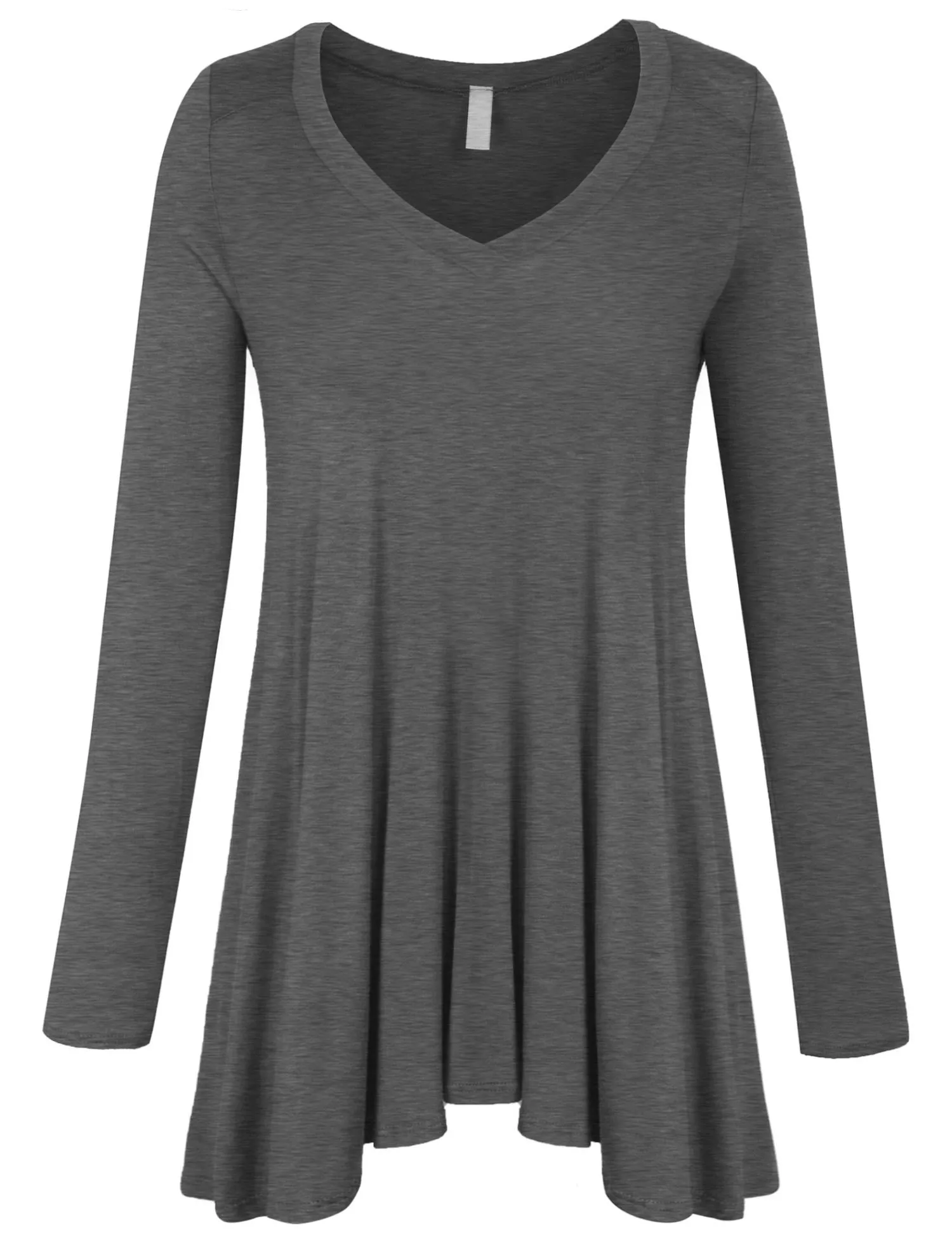 Long Sleeve V Neck Flattering Comfortable Fit Tunic Top