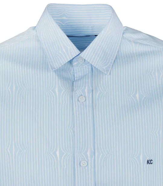 Long-Sleeved Pinstripe Shirt Light Blue