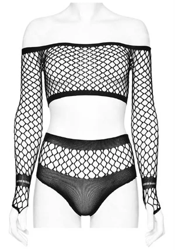 Marcy Fishnet | OFF SHOULDER CROP TOP