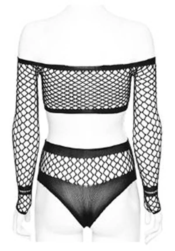 Marcy Fishnet | OFF SHOULDER CROP TOP