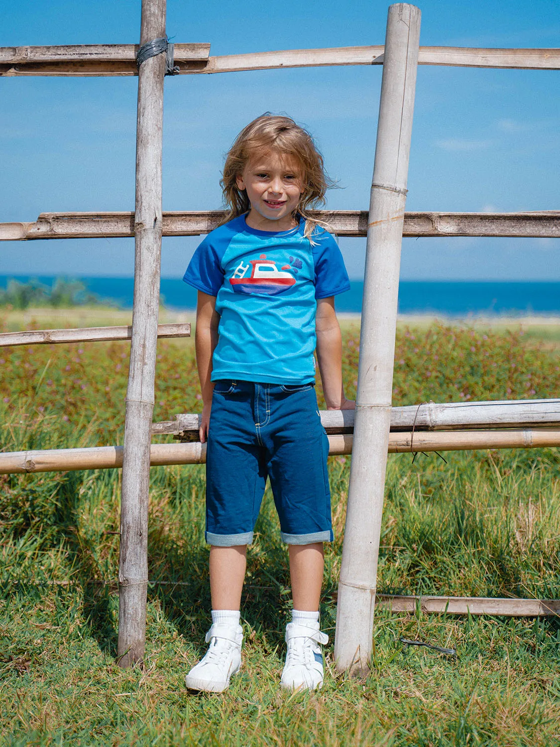 Maxomorra Fireboat Raglan Short Sleeve Top