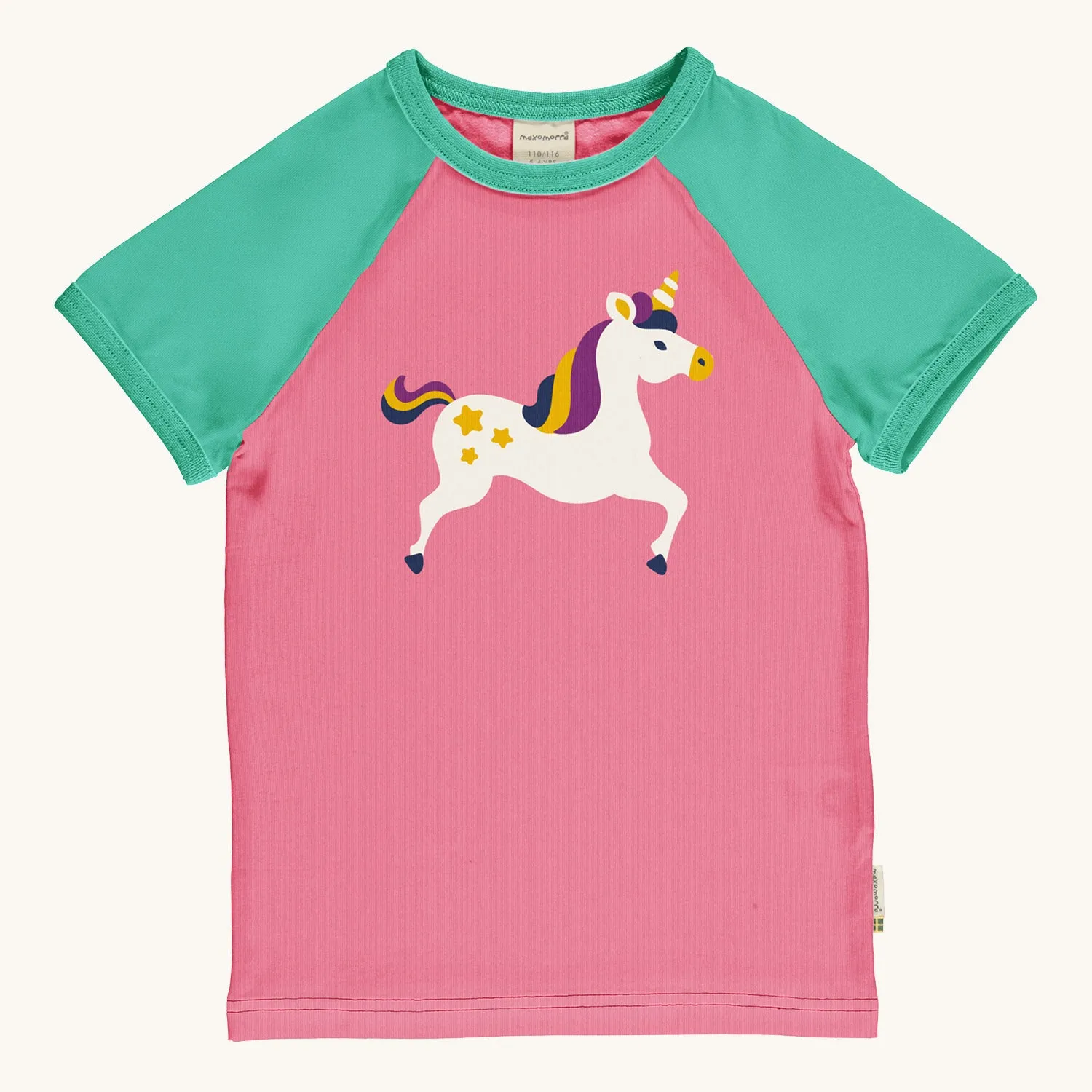 Maxomorra Unicorn Raglan Short Sleeve Top