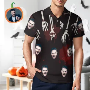 Men's Custom Funny Face Shirt Personalised Golf Shirts For Halloween Drama Gift Blood