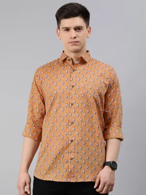 Men's Mustard Cotton Full Sleeves Shirts For Men - Taantav