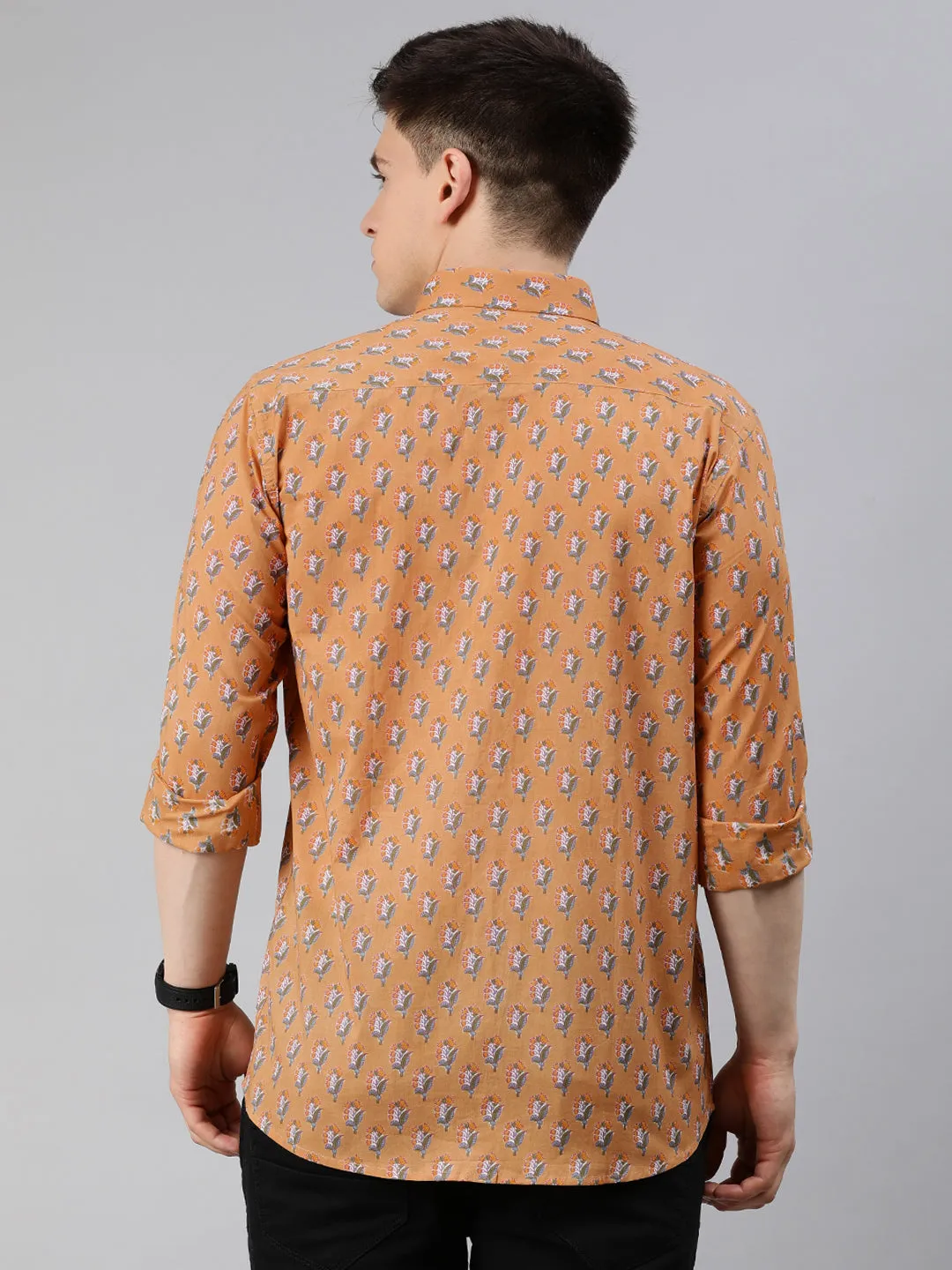 Men's Mustard Cotton Full Sleeves Shirts For Men - Taantav