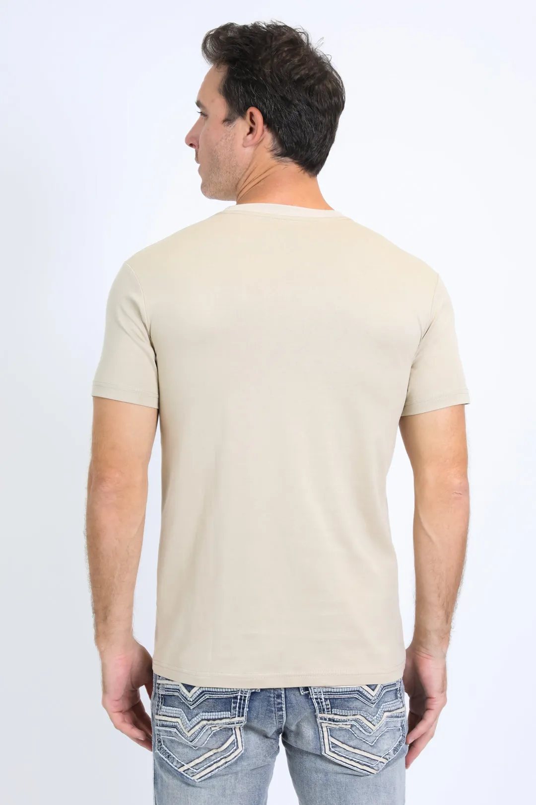 Men's Rooster Logo Cotton Beige T-Shirt