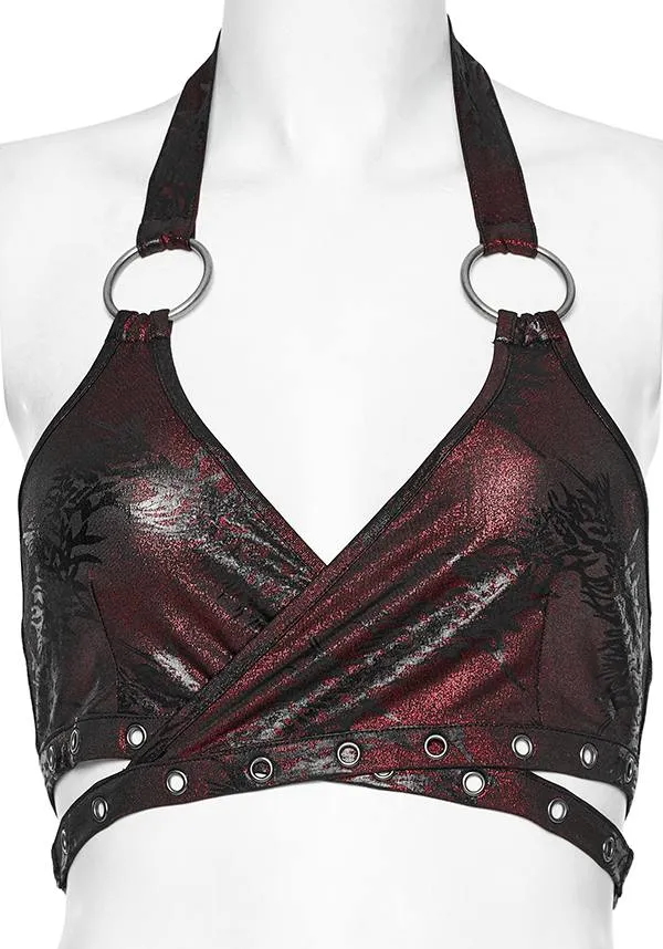 Minerva [Black/Red] | WRAP HALTER TOP*