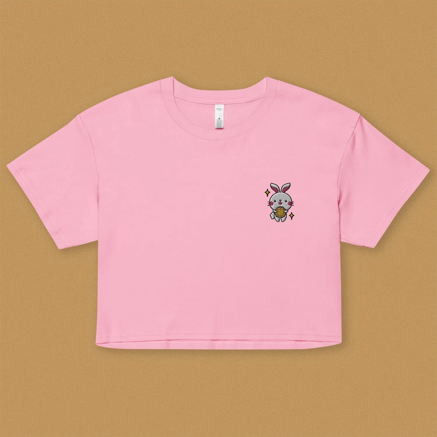 Mooncake Rabbit Embroidered Crop T-Shirt