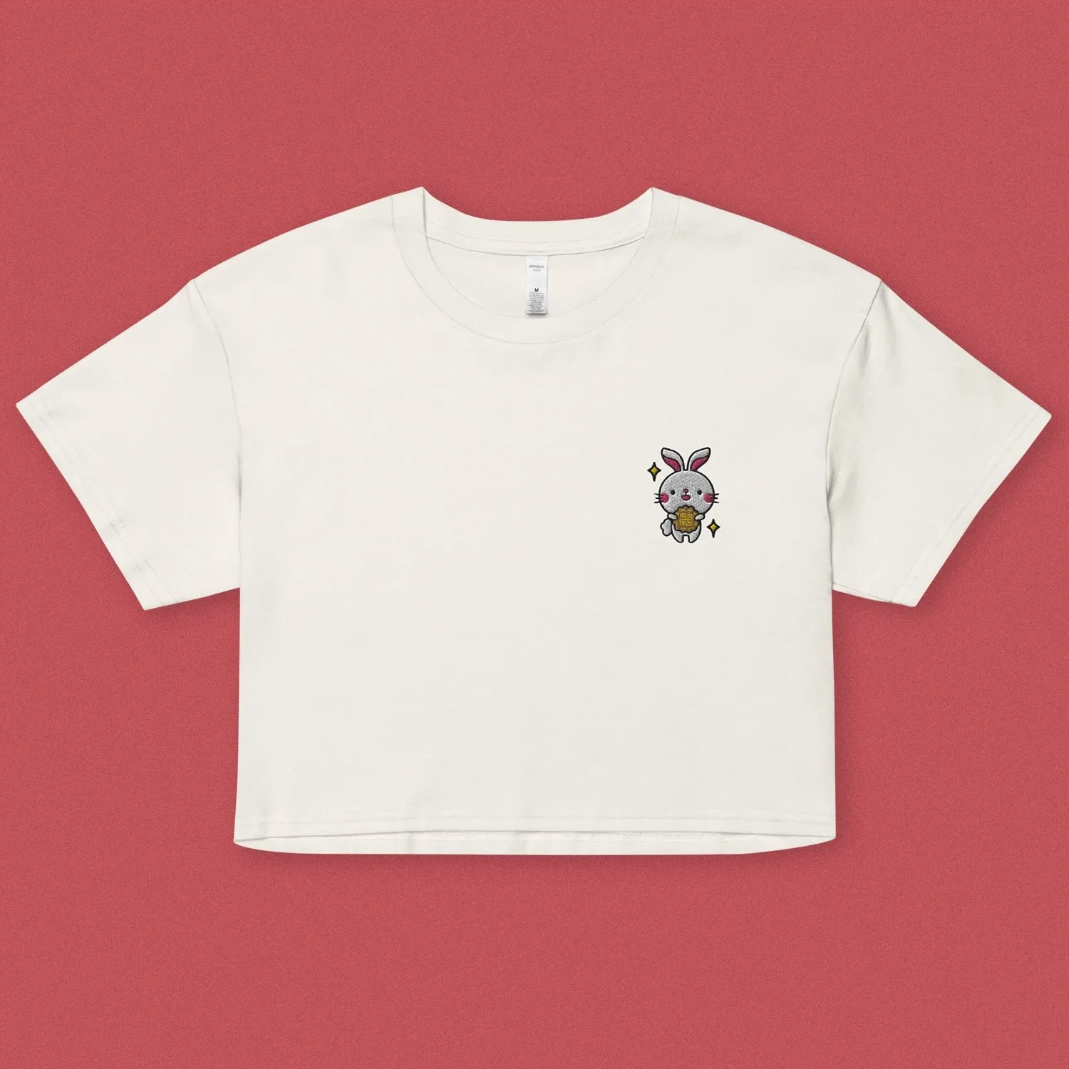 Mooncake Rabbit Embroidered Crop T-Shirt