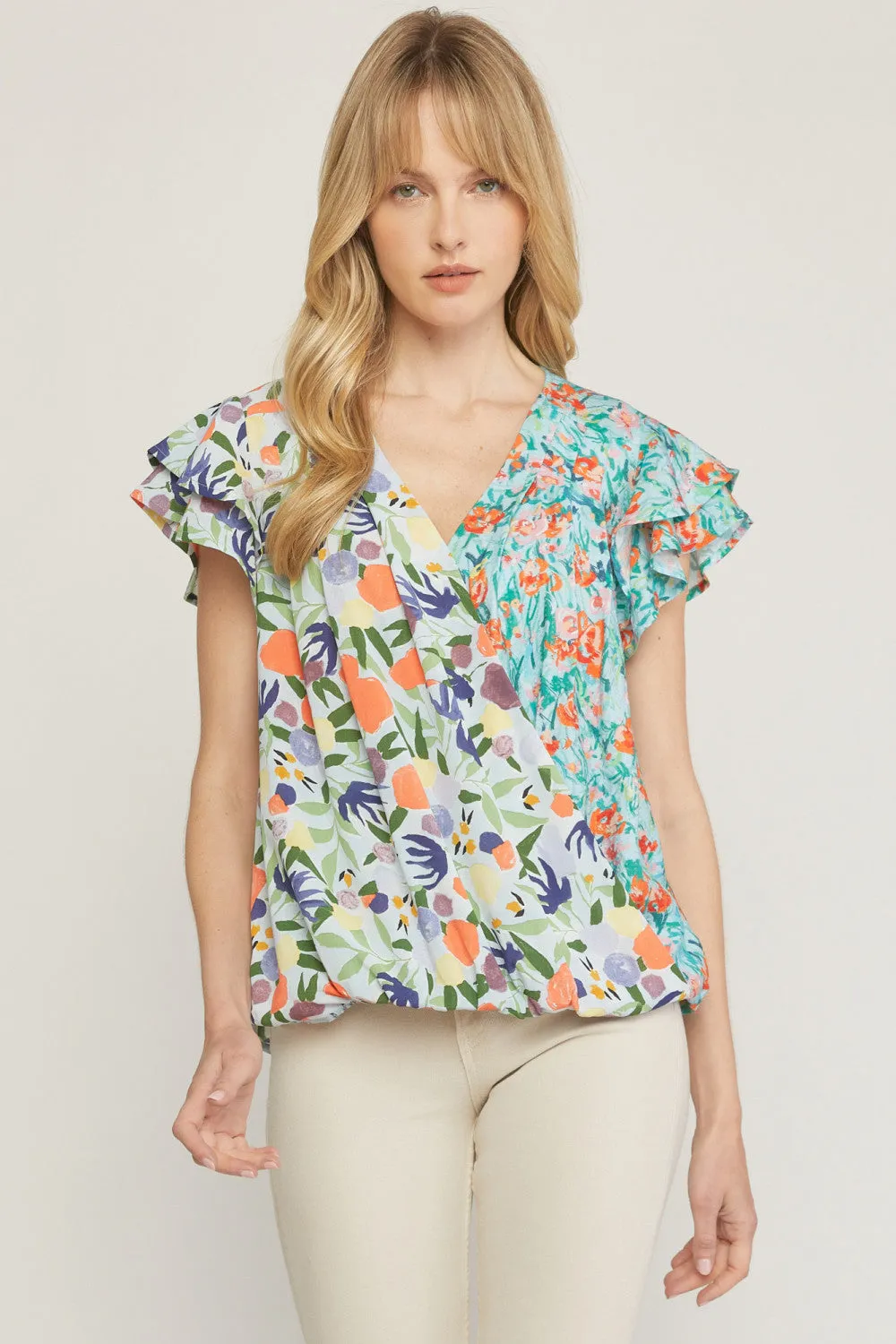 Multi-Print Surplice Top