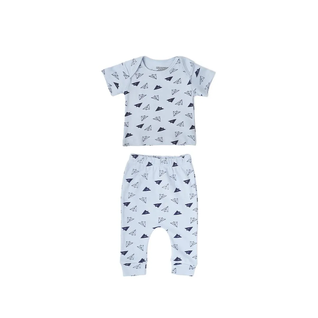 Mush Ultra Soft Bamboo Unisex Tees & Pants Combo Set for New Born Baby/Kids,Pack of 2 (6-12 Months, Aeroplane)