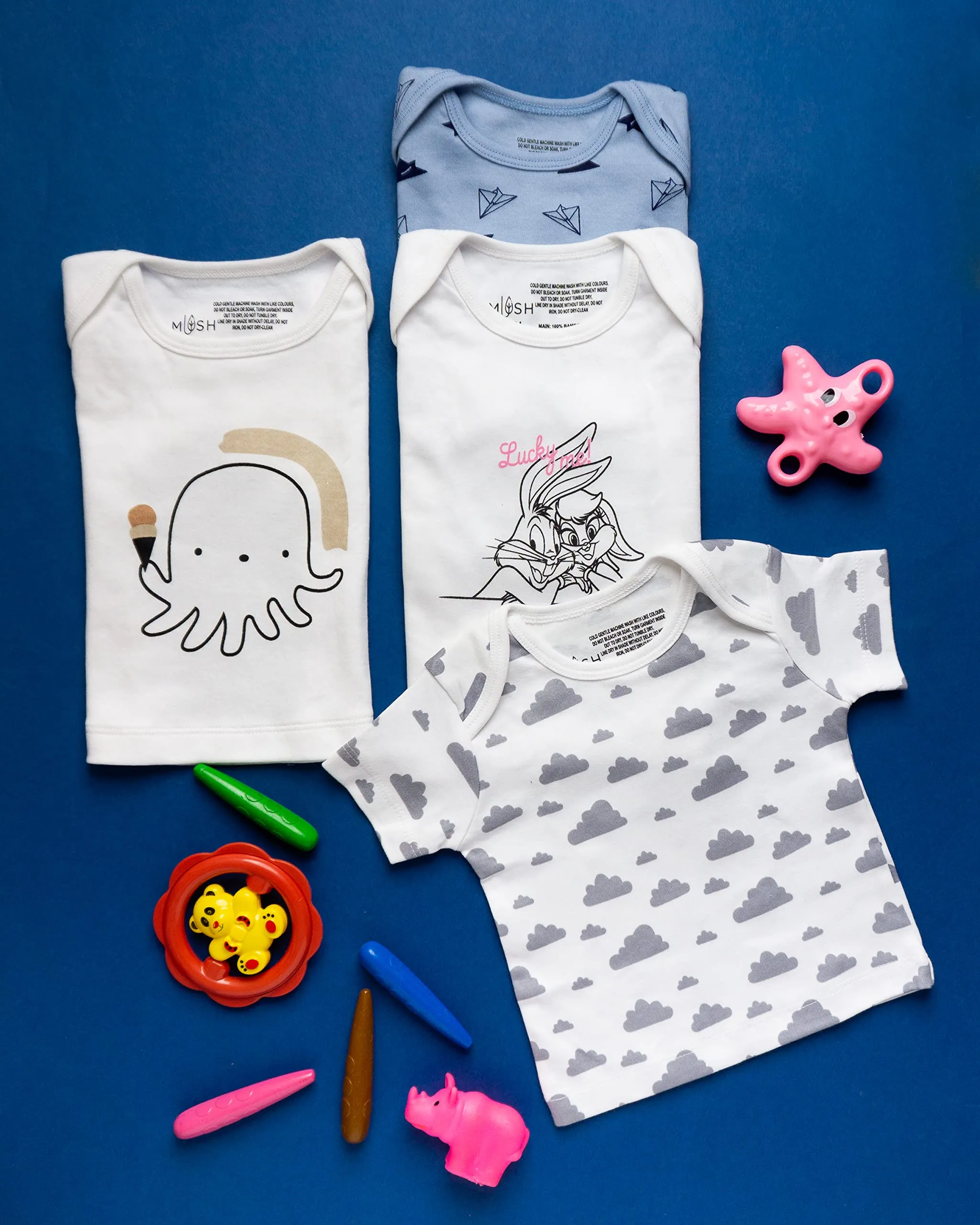 Mush Ultra Soft Bamboo Unisex Tees & Pants Combo Set for New Born Baby/Kids,Pack of 2 (6-12 Months, Aeroplane)