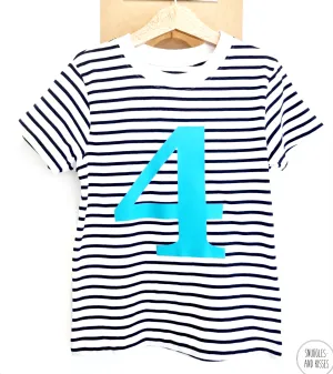 Number 4 Stripe Birthday Tee