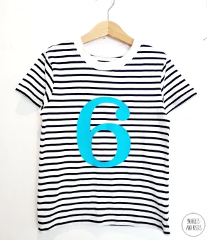 Number 6 Stripe Birthday Tee