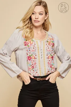 Ocho Rios Embroidered Top, Pearl