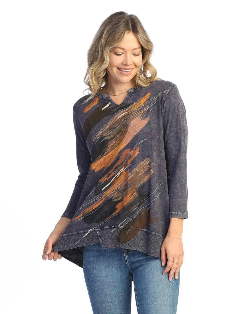 Opera Mineral Washed Split V-Neck Top