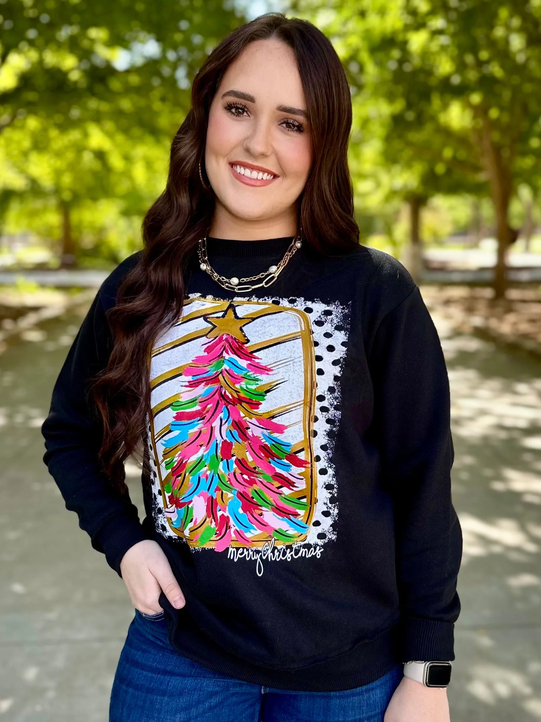 Paintbrush Christmas Tree Sweatshirt by Texas True Threads