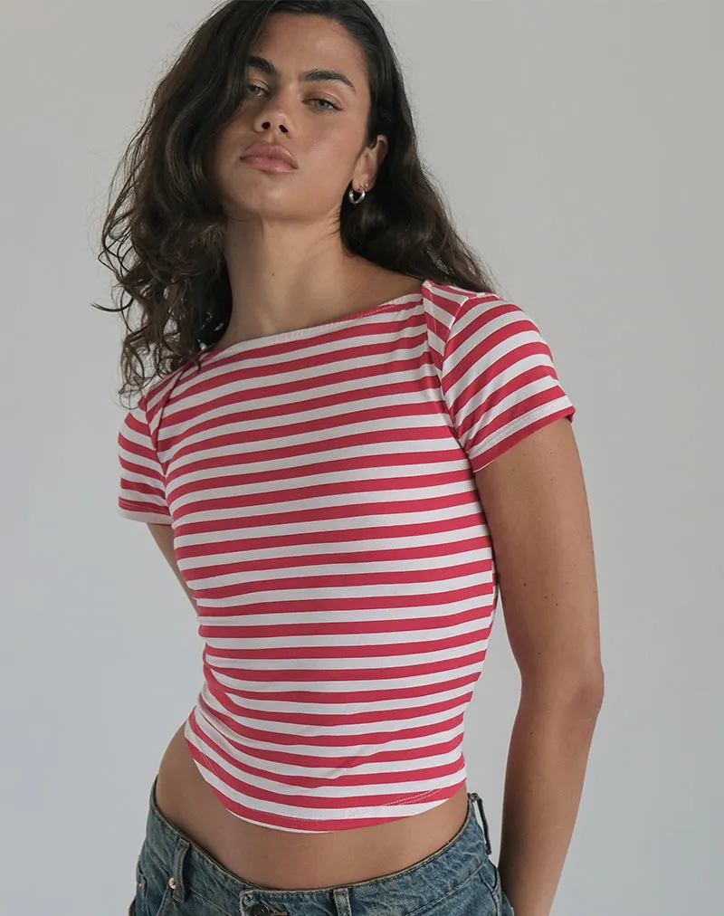 Ralina Top in Red and White Stripe