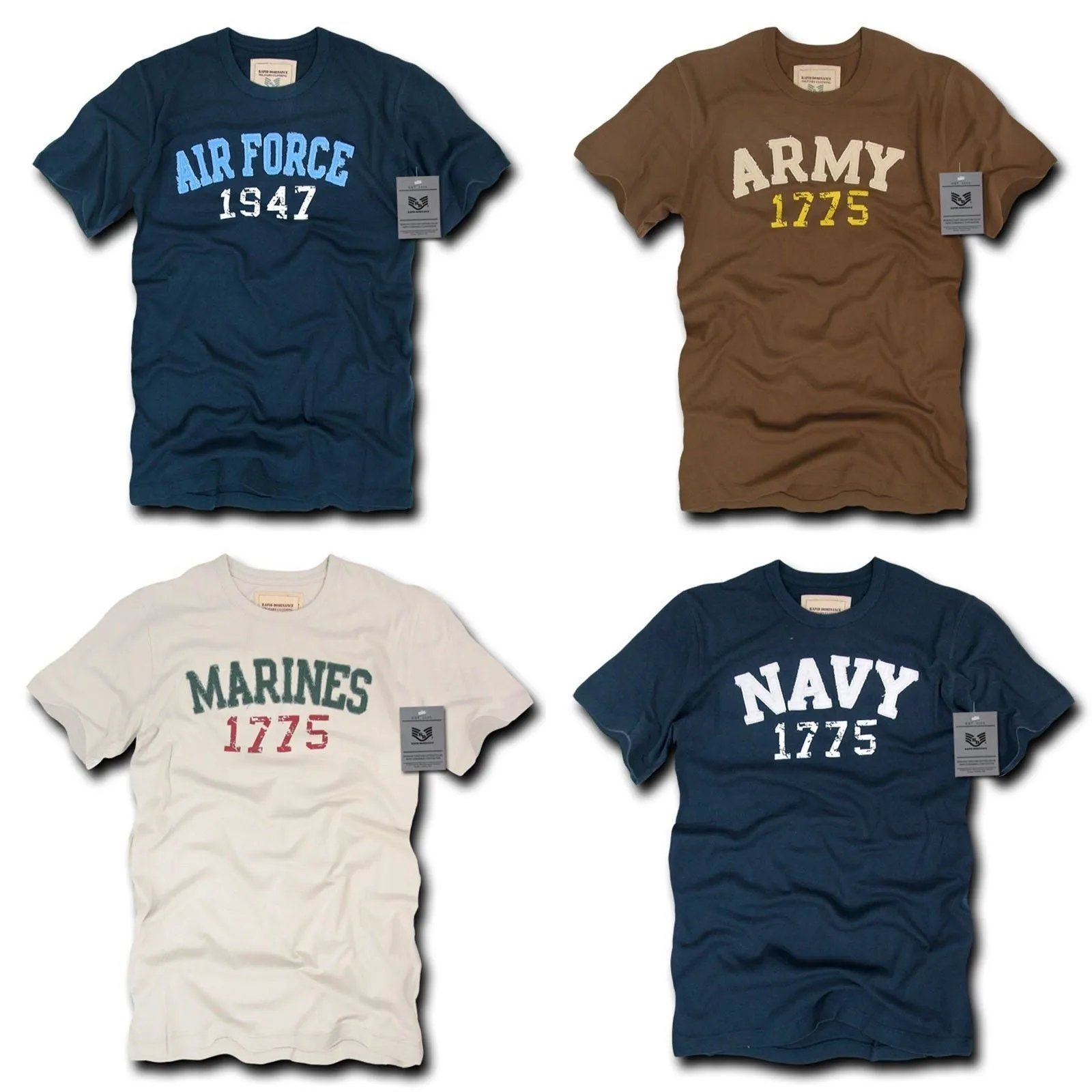 Rapid Dominance Army Air Force Navy Marines Applique Military T-Shirts Tees