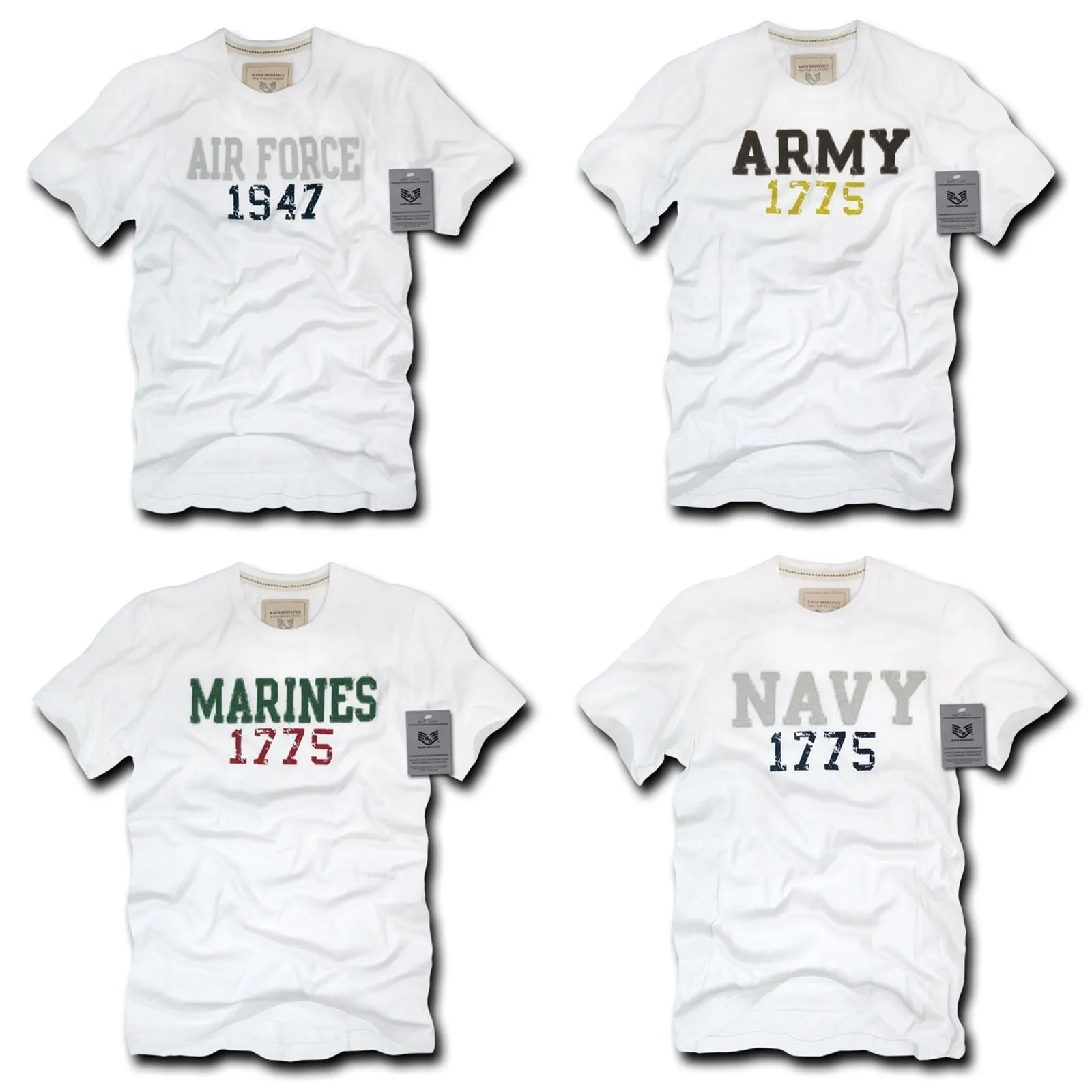 Rapid Dominance Army Air Force Navy Marines Applique Military Year T-Shirts Tees