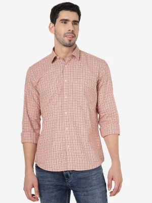 Rose Pink Checked Smart Fit Semi Casual Shirt | Greenfibre