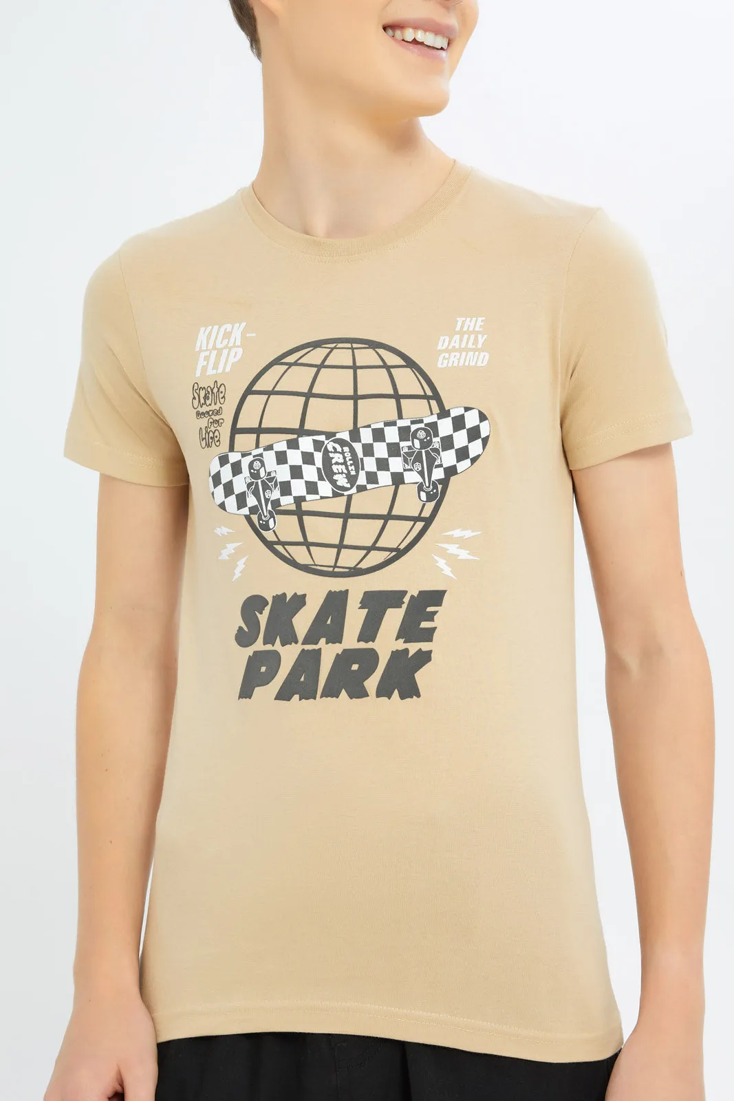 Senior Boys Beige Skate Park T-Shirt