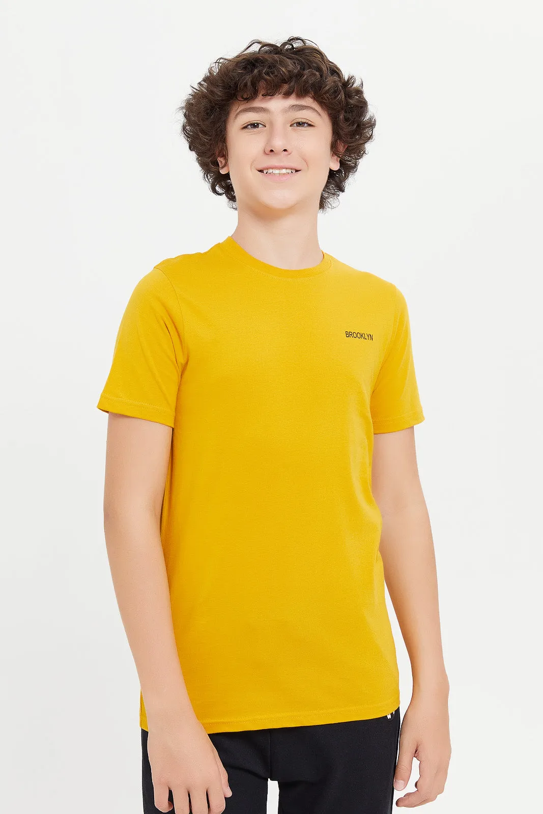 Senior Boys Black And Yellow Short Sleeve T-Shirt Set (Pack Of 2)