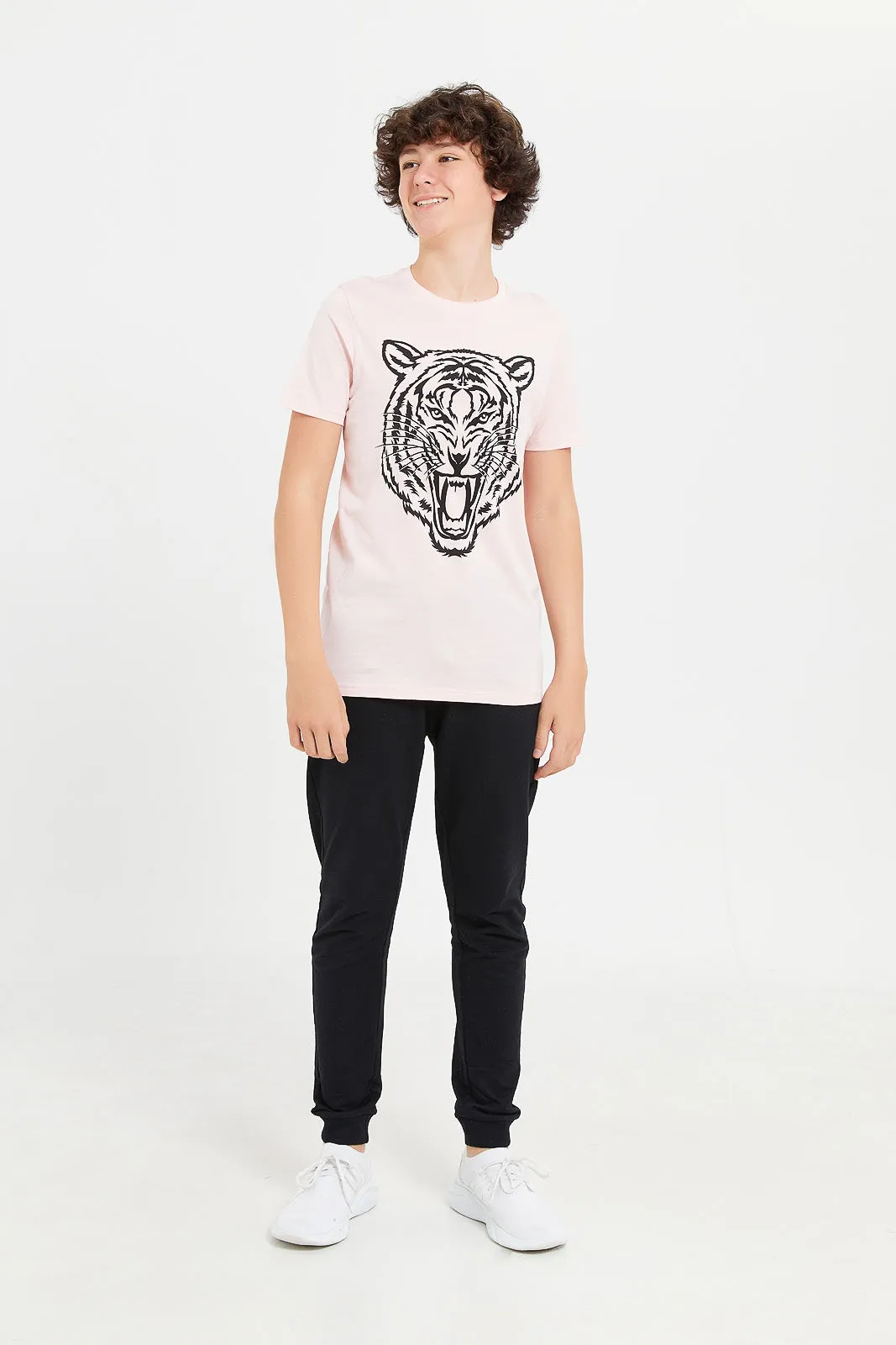 Senior Boys Tiger Face Print T-Shirt