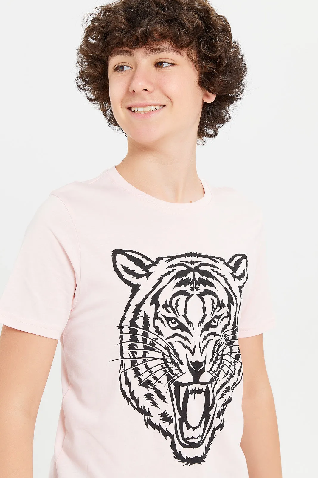 Senior Boys Tiger Face Print T-Shirt