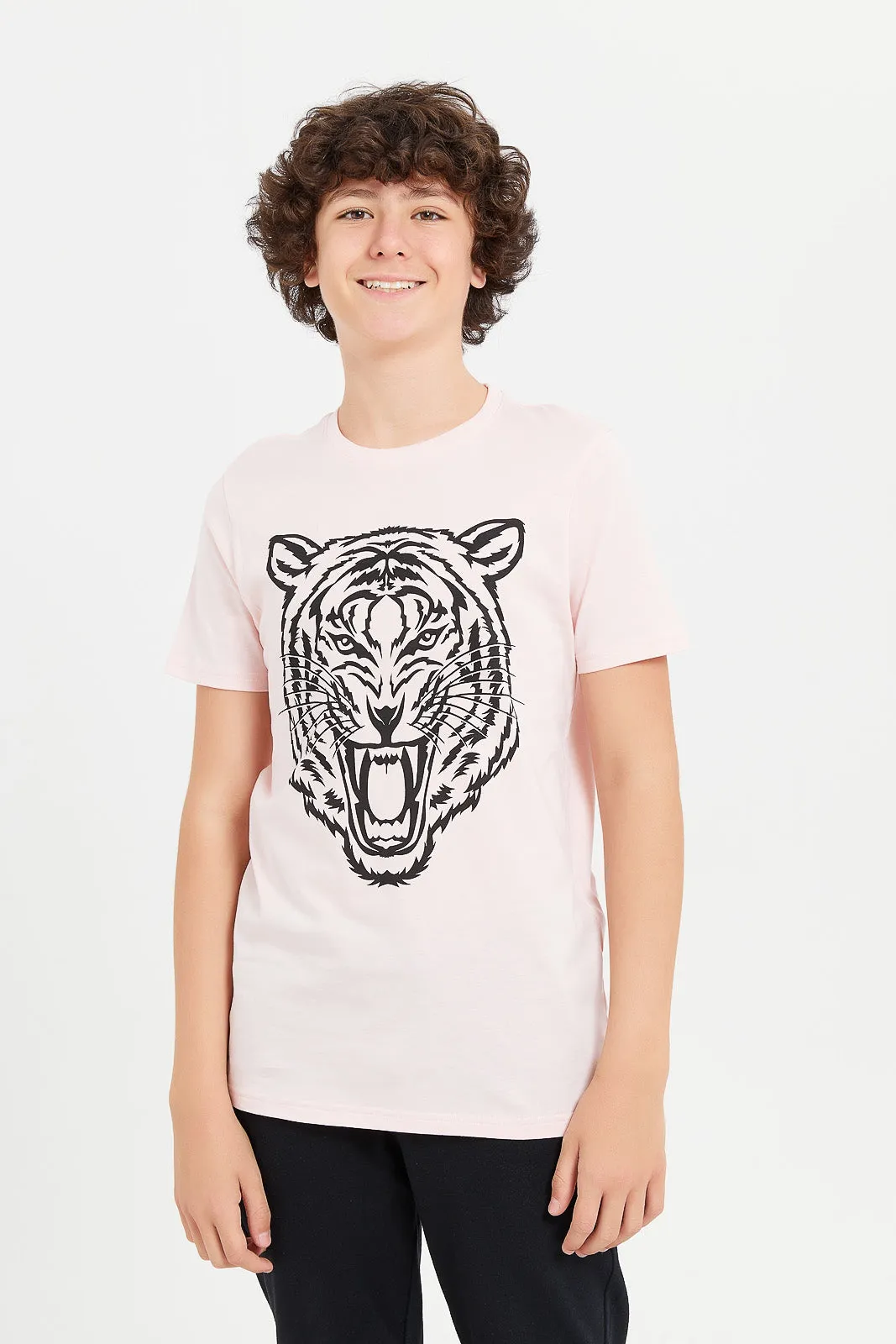 Senior Boys Tiger Face Print T-Shirt