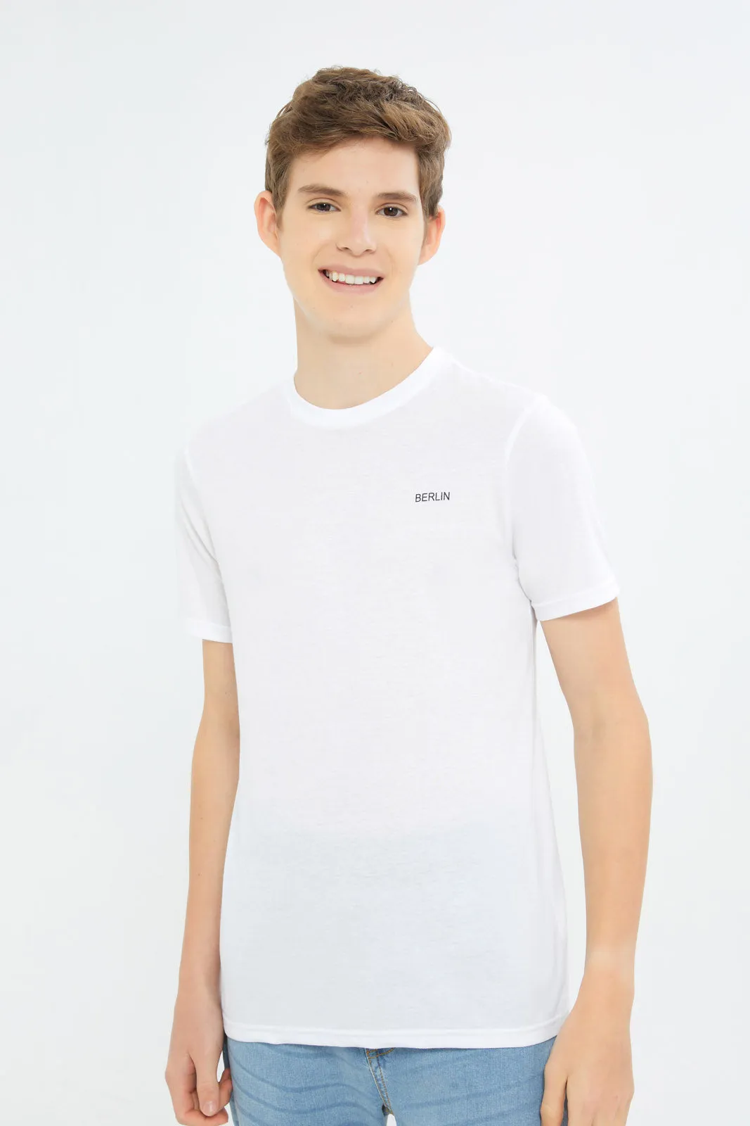 Senior Boys White And Grey T-Shirt Set (Pack Of 2)