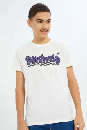 Senior Boys White Printed T-Shirt