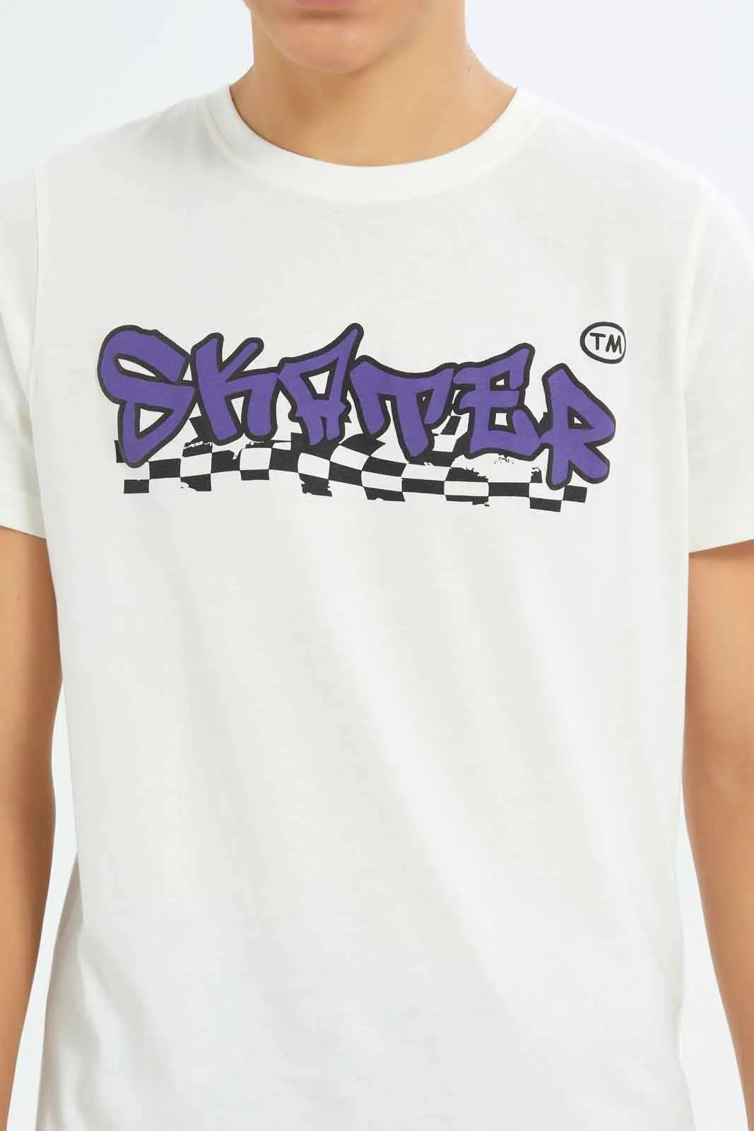 Senior Boys White Printed T-Shirt