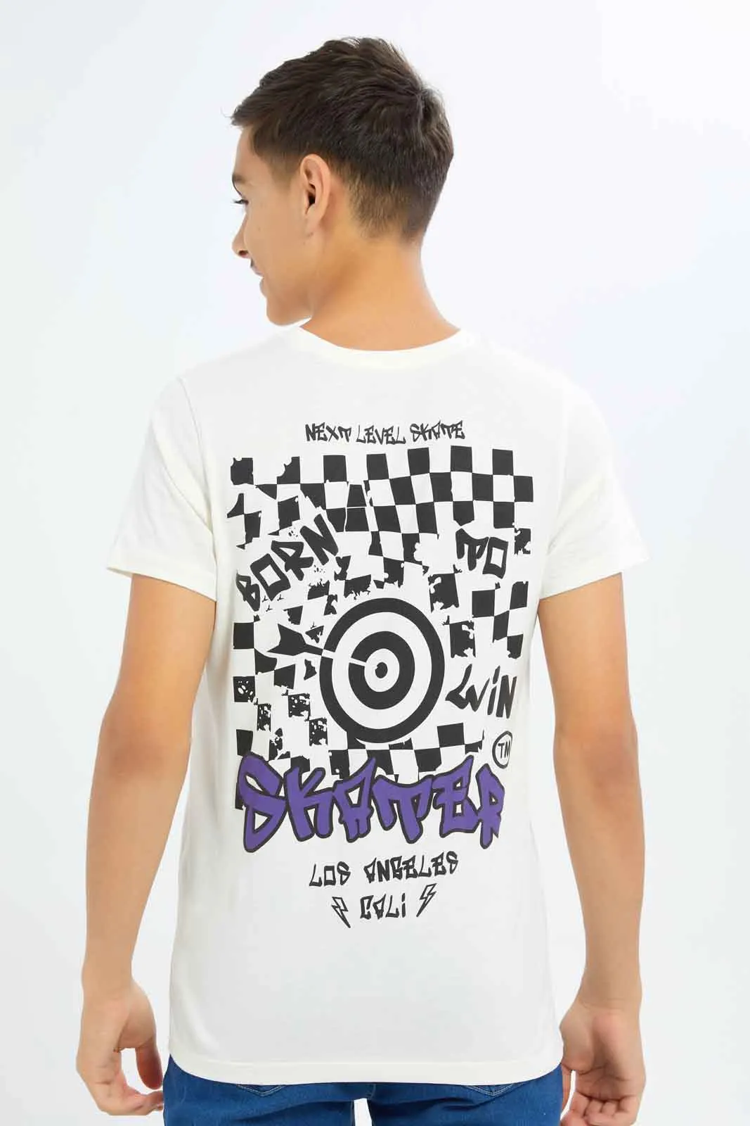 Senior Boys White Printed T-Shirt