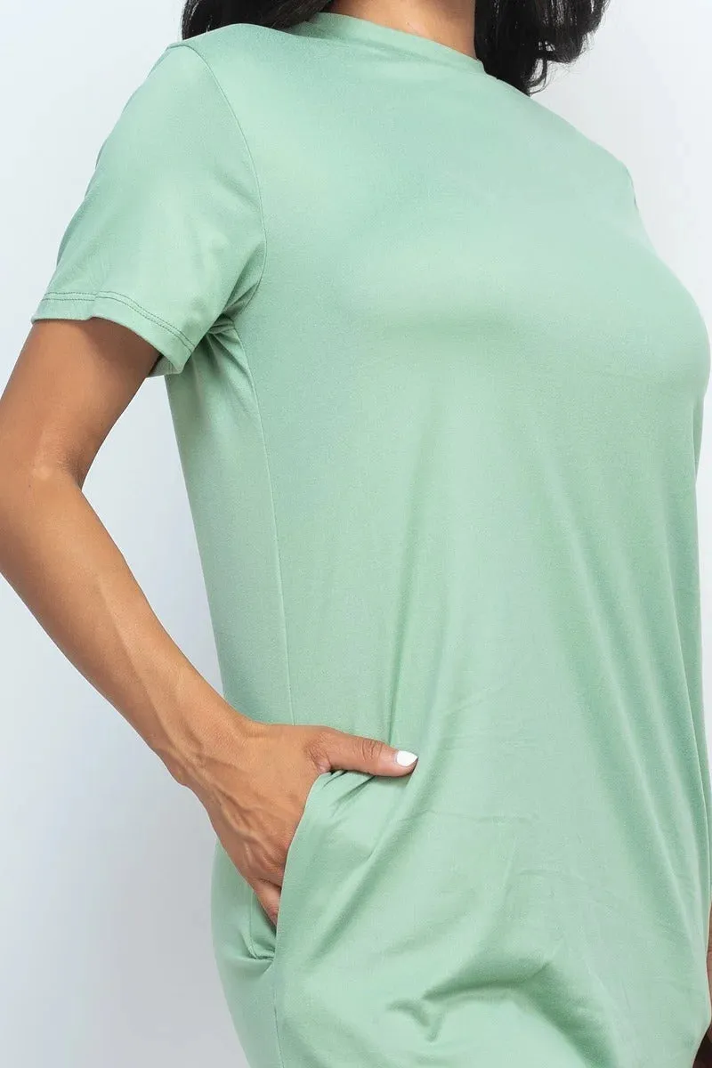 Side Pocket Tee Dress - 6 colors - Ships from The USA