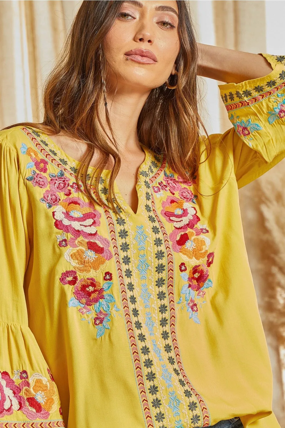 South Beach Embroidered Top, Marigold