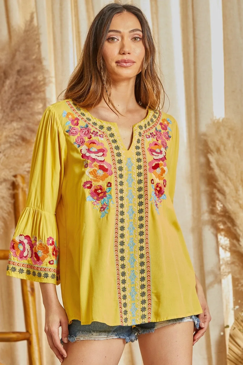 South Beach Embroidered Top, Marigold