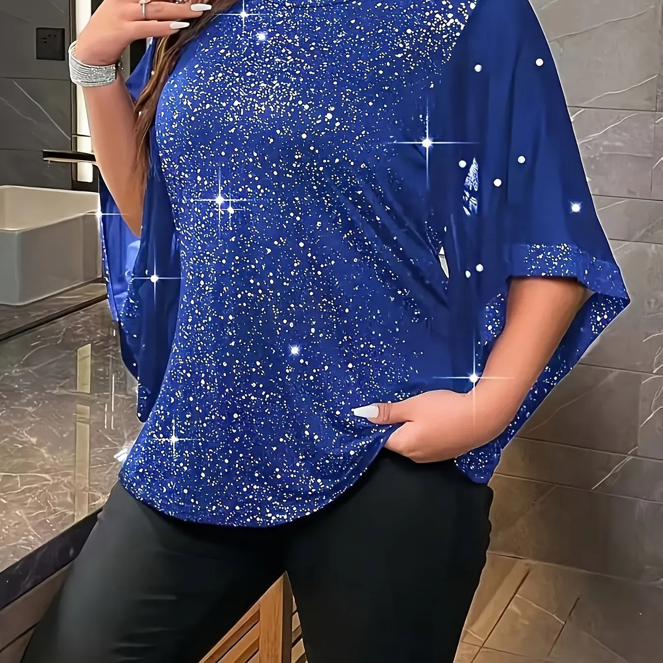 Stylish Plus Size Irregular Sleeve Top for Spring  Summer