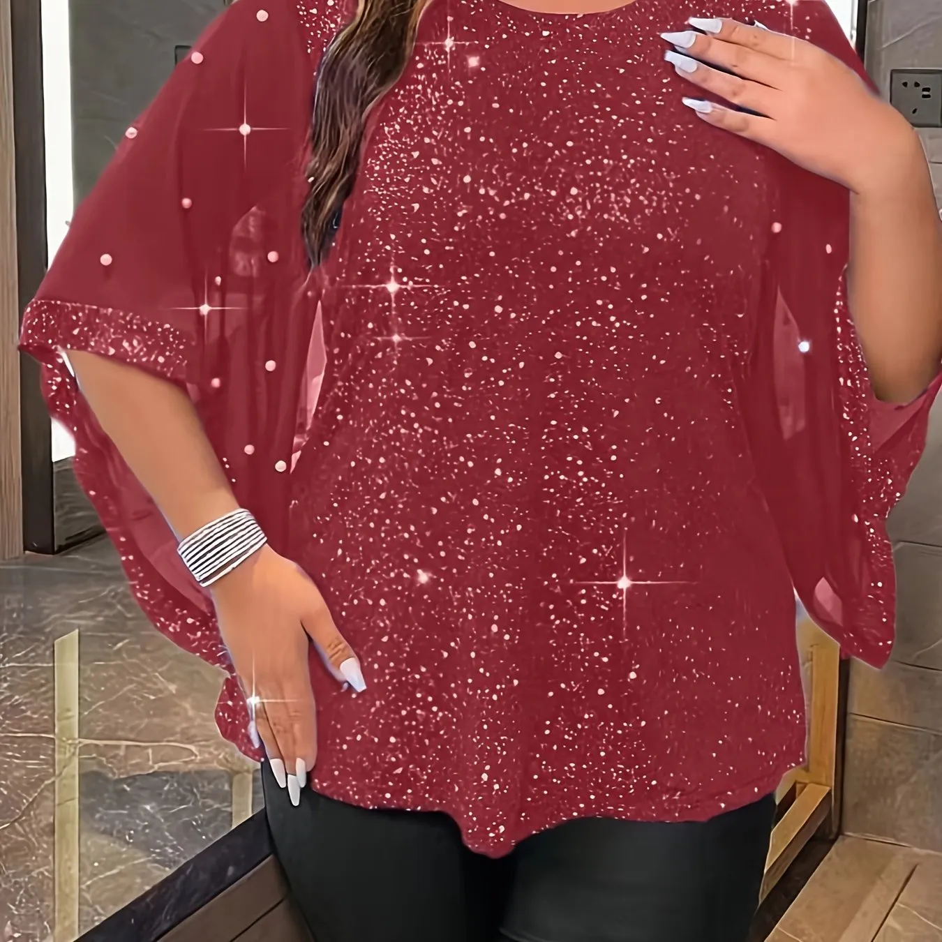 Stylish Plus Size Irregular Sleeve Top for Spring  Summer