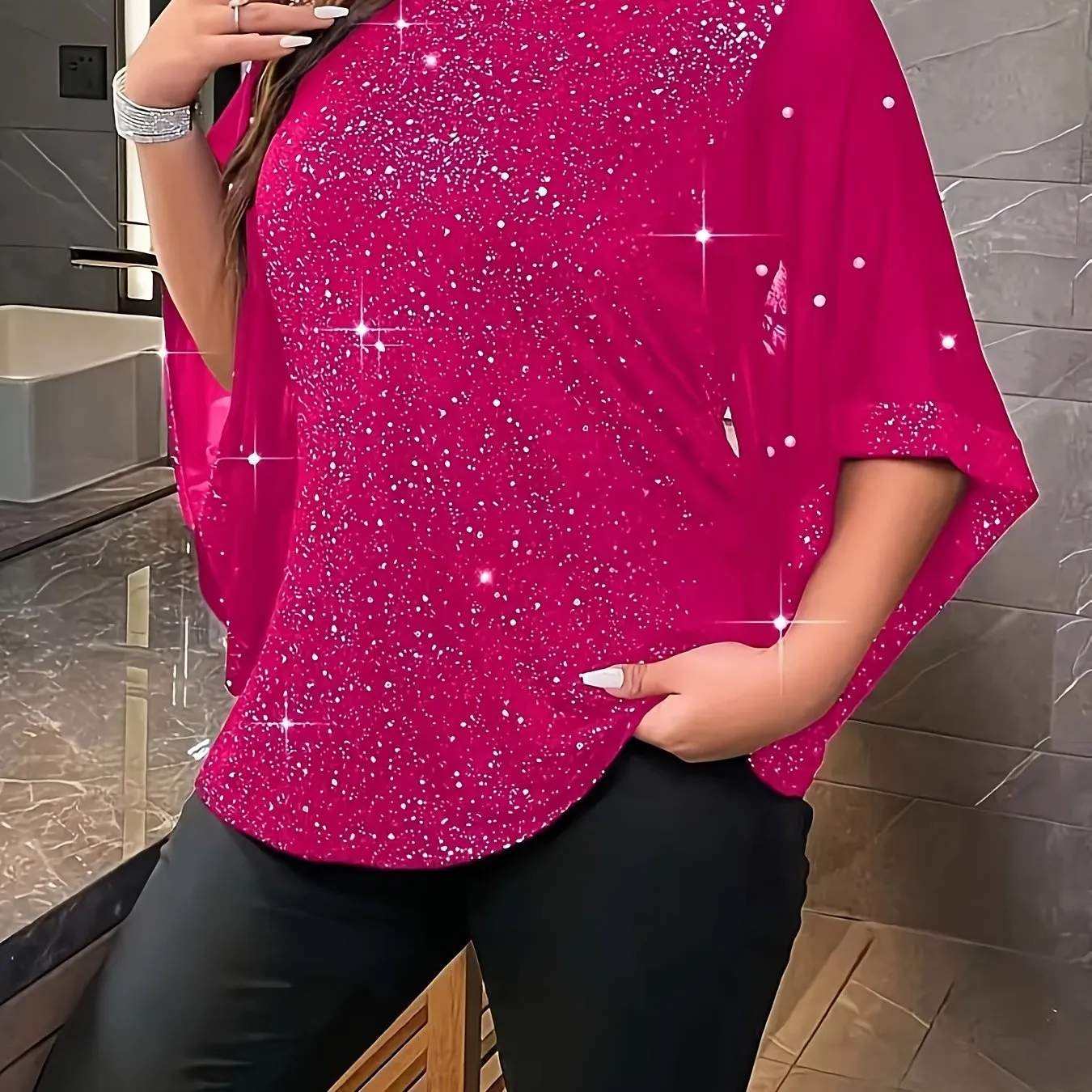 Stylish Plus Size Irregular Sleeve Top for Spring  Summer