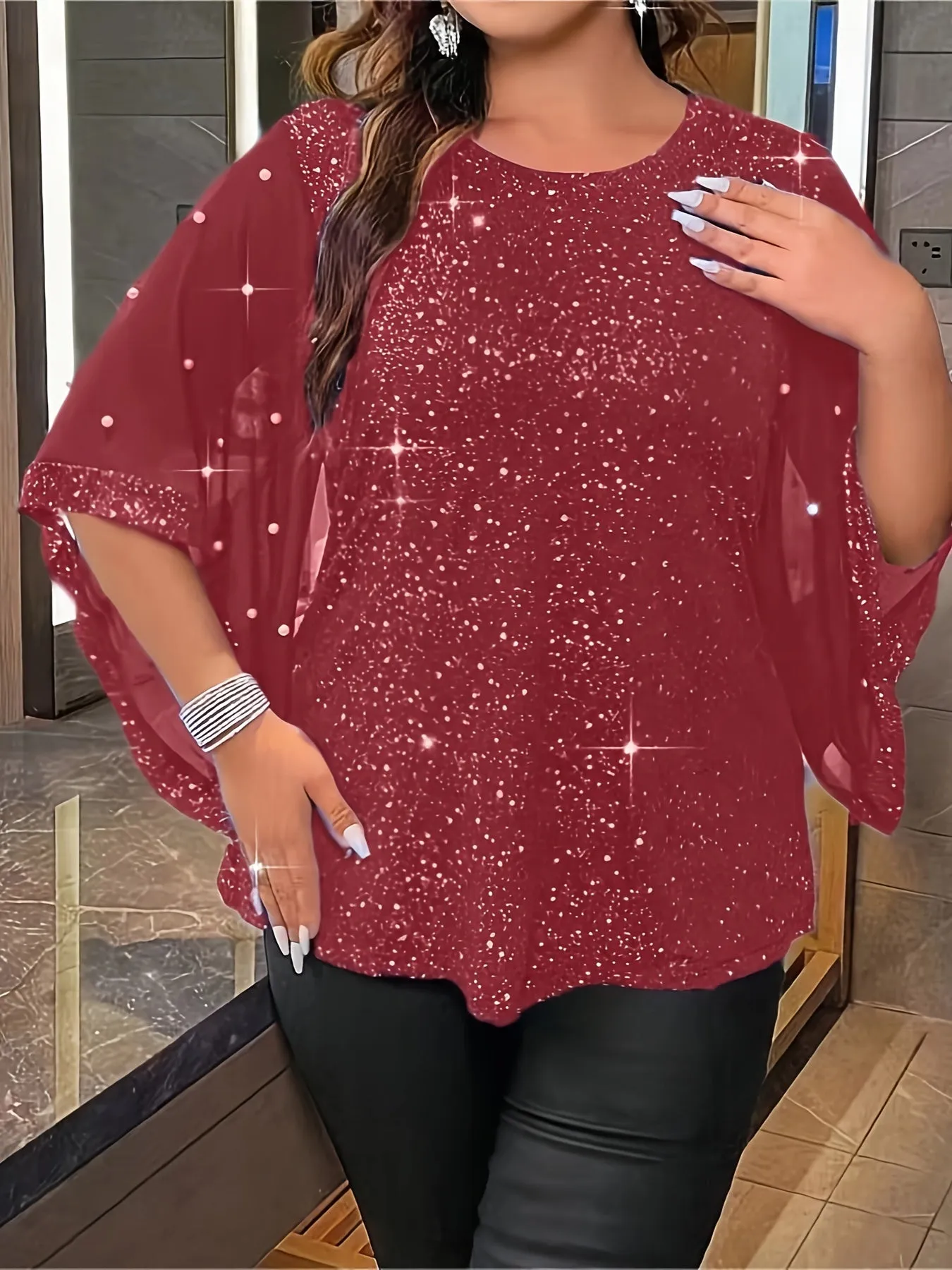 Stylish Plus Size Irregular Sleeve Top for Spring  Summer