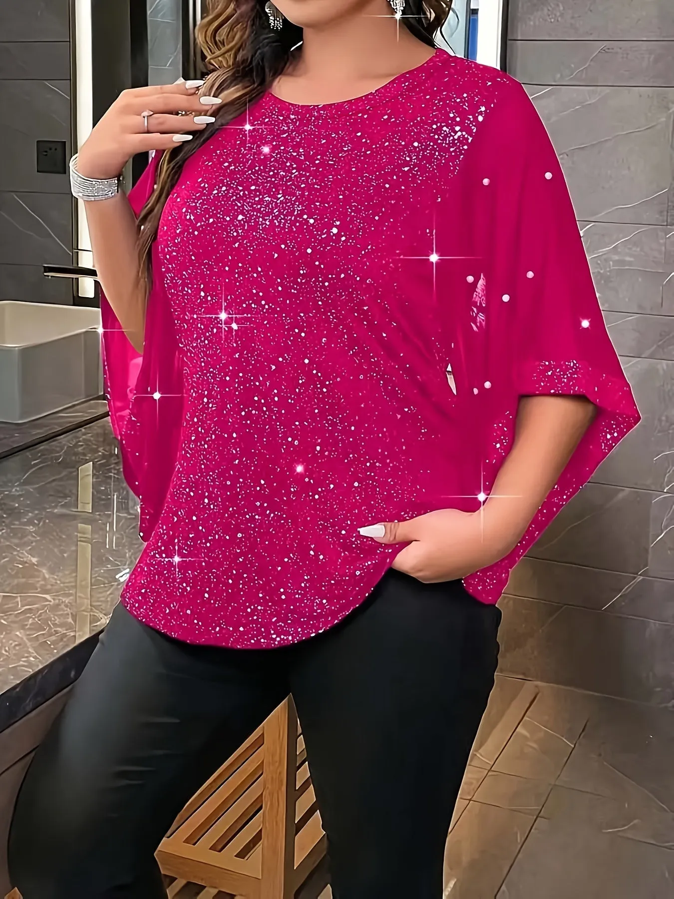 Stylish Plus Size Irregular Sleeve Top for Spring  Summer