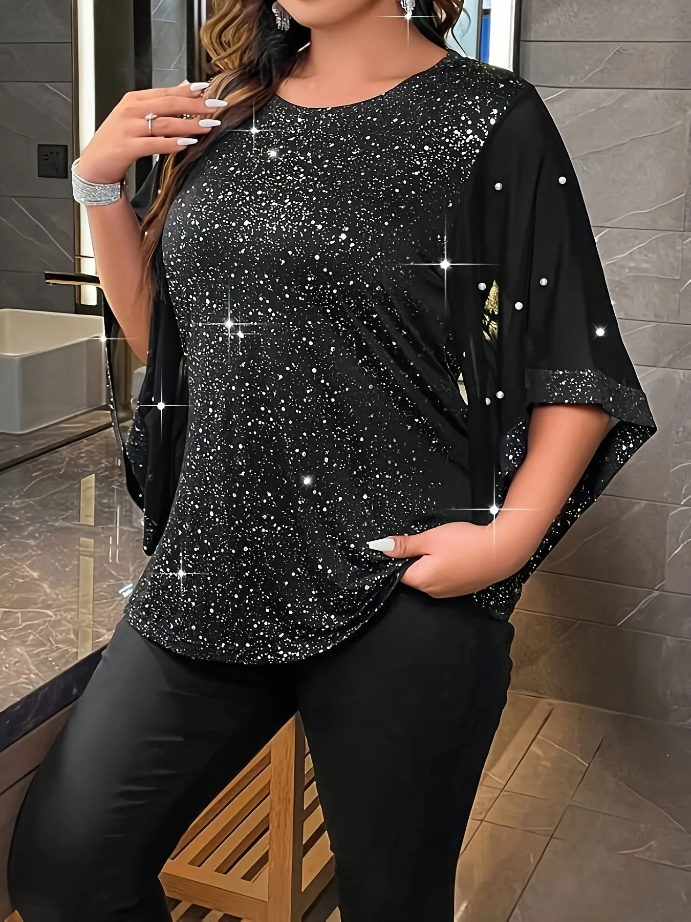 Stylish Plus Size Irregular Sleeve Top for Spring  Summer